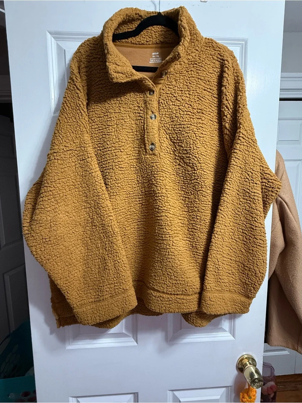 aerie Sherpa Snap Pullover Sweater - Mustard